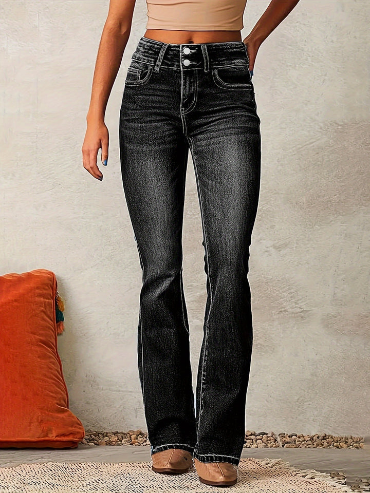 Natalia | Jeansy Damskie Straight Flare Wysoki Stan Klasyczne