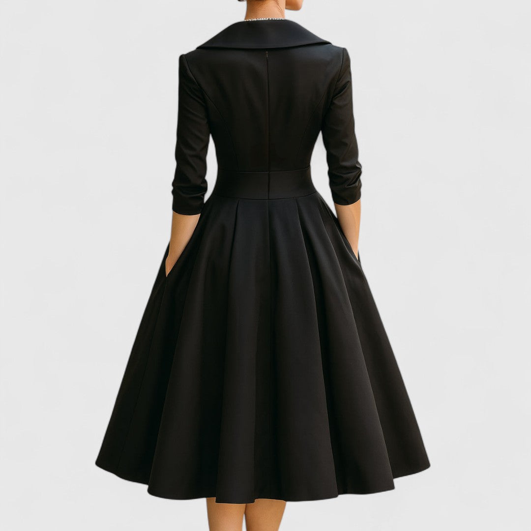 Monika | Sukienka Midi Damska Kopertowa Z Dekoltem V Elegancka