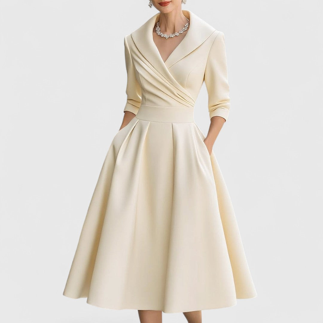 Monika | Sukienka Midi Damska Kopertowa Z Dekoltem V Elegancka