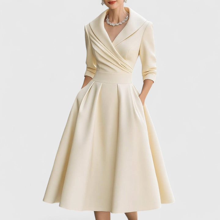 Monika | Sukienka Midi Damska Kopertowa Z Dekoltem V Elegancka