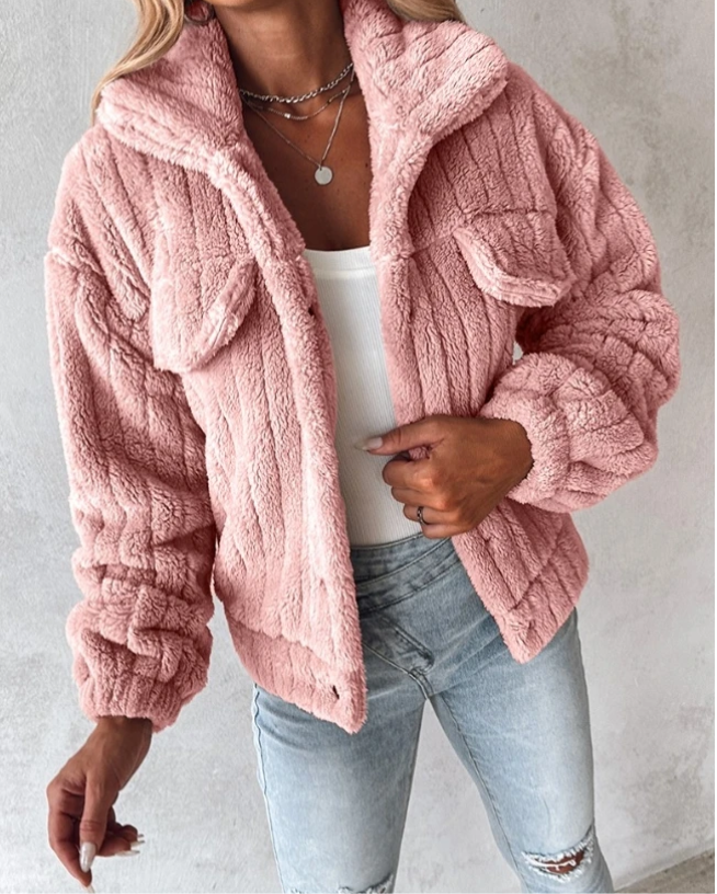 Joanna | Kurtka damska teddy oversize z kieszeniami
