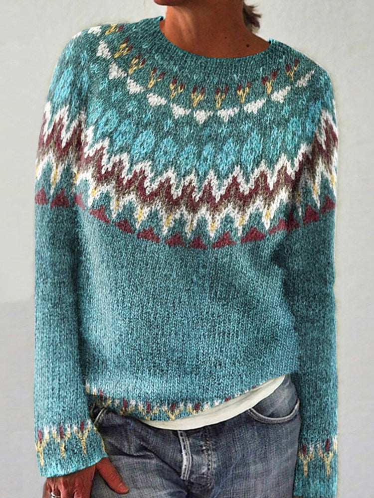 Stefania | Sweter damski Fair Isle z geometrycznym wzorem
