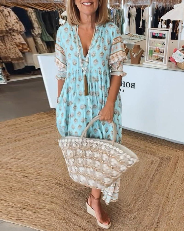 Maja | Sukienka Damska Kwiatowa V-Neck