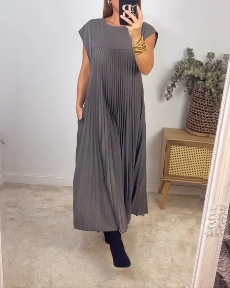 Aleksandra | Sukienka Damska Długa Bez Rękawów Casualowa Z Kieszeniami