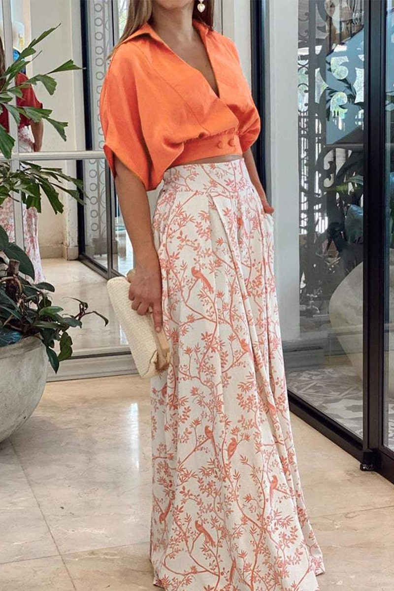 Zofia | Komplet Damski Satynowy Crop Top Szerokie Spodnie