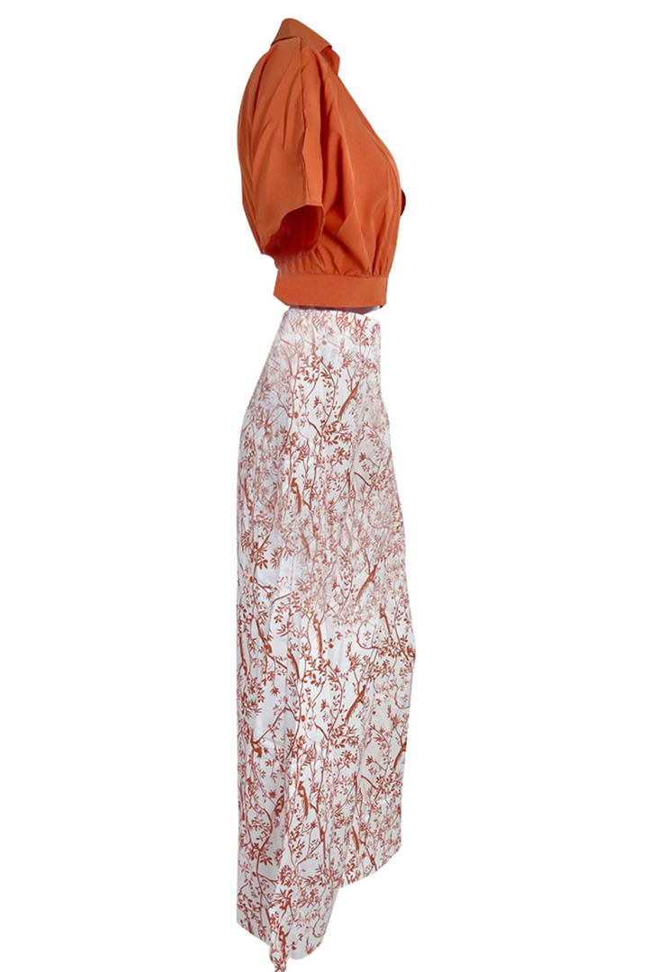 Zofia | Komplet Damski Satynowy Crop Top Szerokie Spodnie