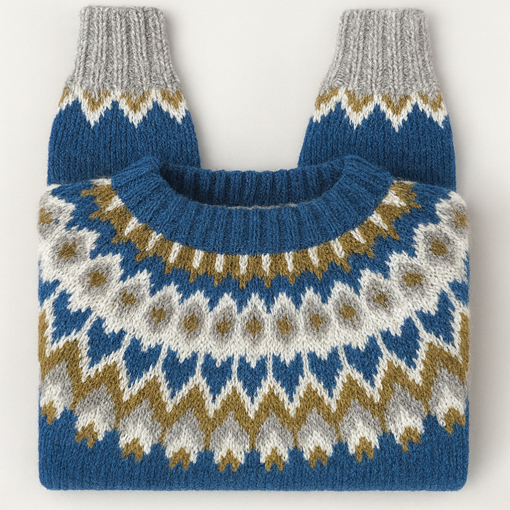Barbara | Sweter damski Fair Isle z wysokim kołnierzem