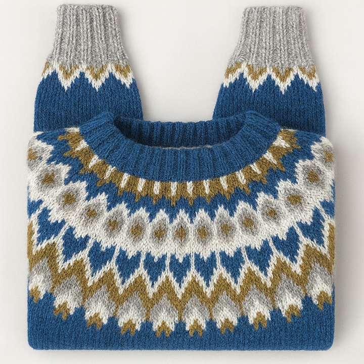 Barbara | Sweter damski Fair Isle z wysokim kołnierzem