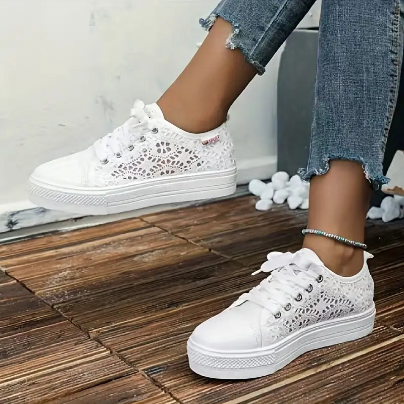 Monika | Sneakersy Damskie Na Platformie Letnie Minimalistyczne