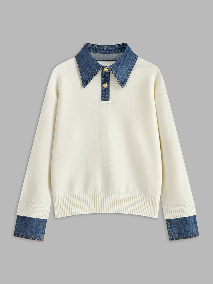 Alicja | Sweter damski 2 w 1 z klapami i guzikiem