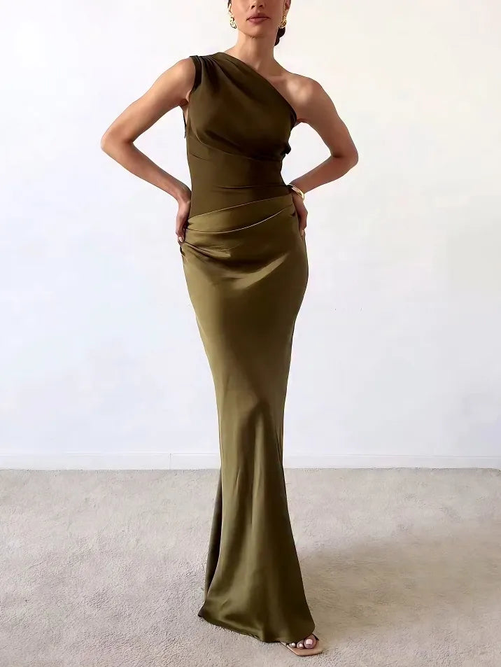 Anita | Sukienka Maxi Damska One Shoulder Plisowana