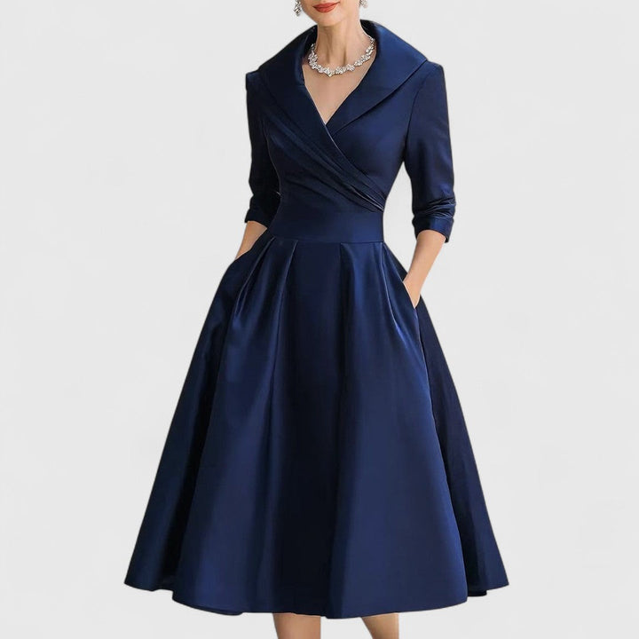 Monika | Sukienka Midi Damska Kopertowa Z Dekoltem V Elegancka