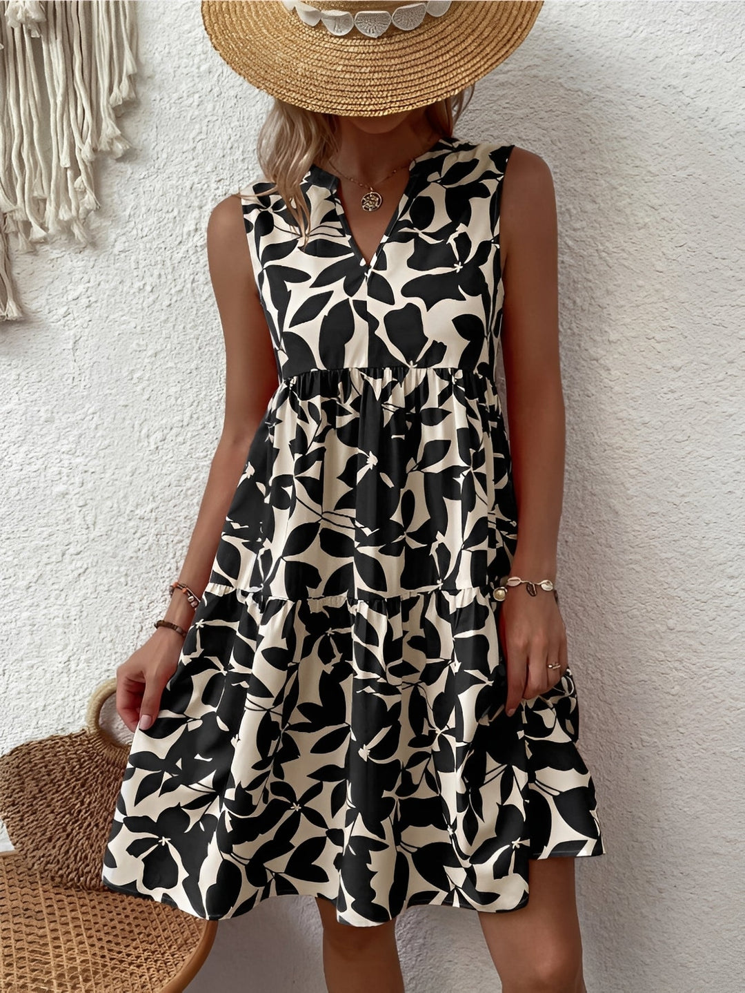 Kasia | Sukienka Damska Z Dekoltem V W Print Casualowa