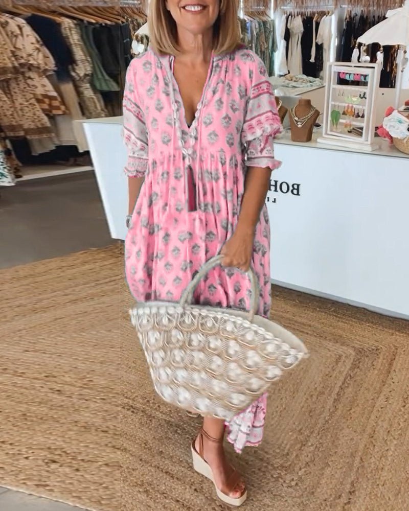 Maja | Sukienka Damska Kwiatowa V-Neck