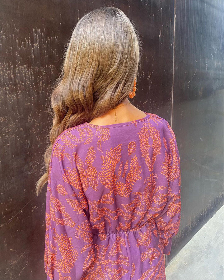 Aleksandra | Sukienka Maxi Damska Boho Z Dekoltem V Z Długim Rękawem Elegancka