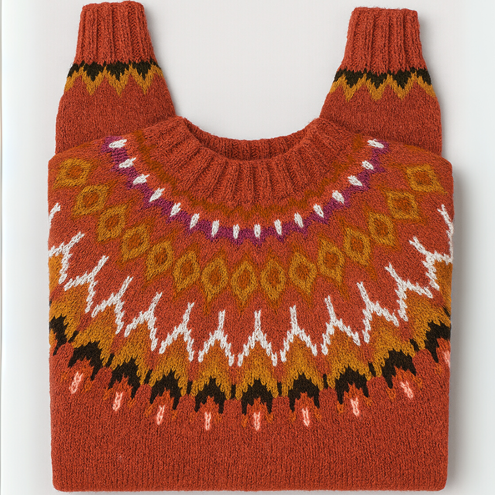 Barbara | Sweter damski Fair Isle z wysokim kołnierzem