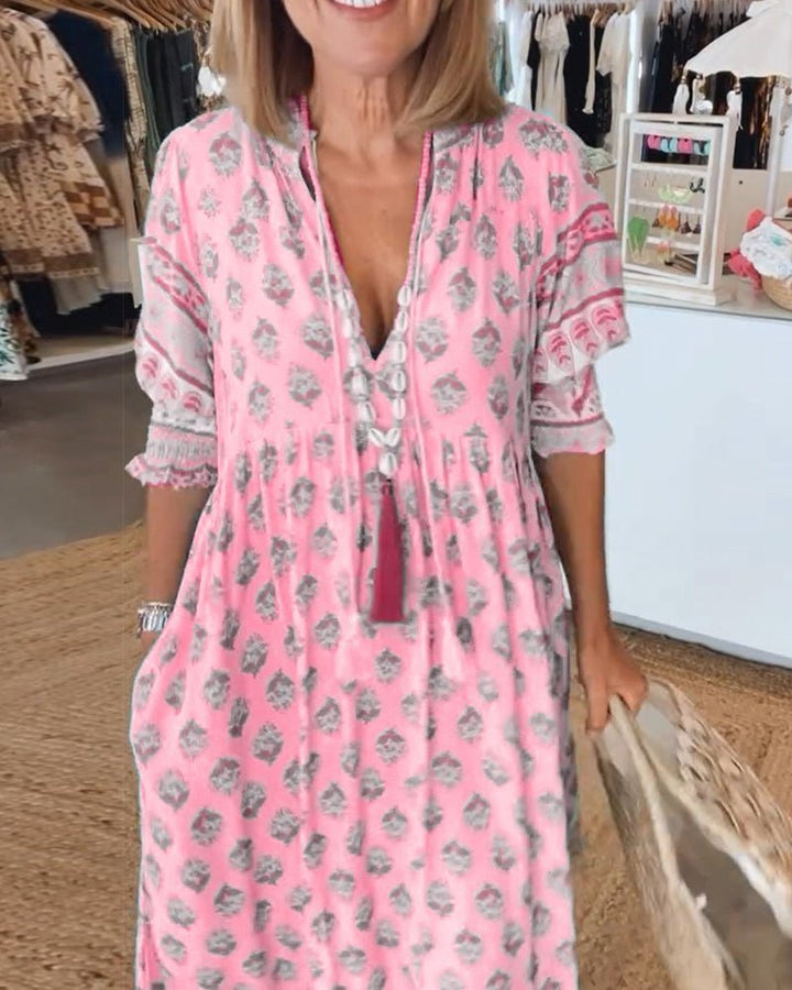 Maja | Sukienka Damska Kwiatowa V-Neck