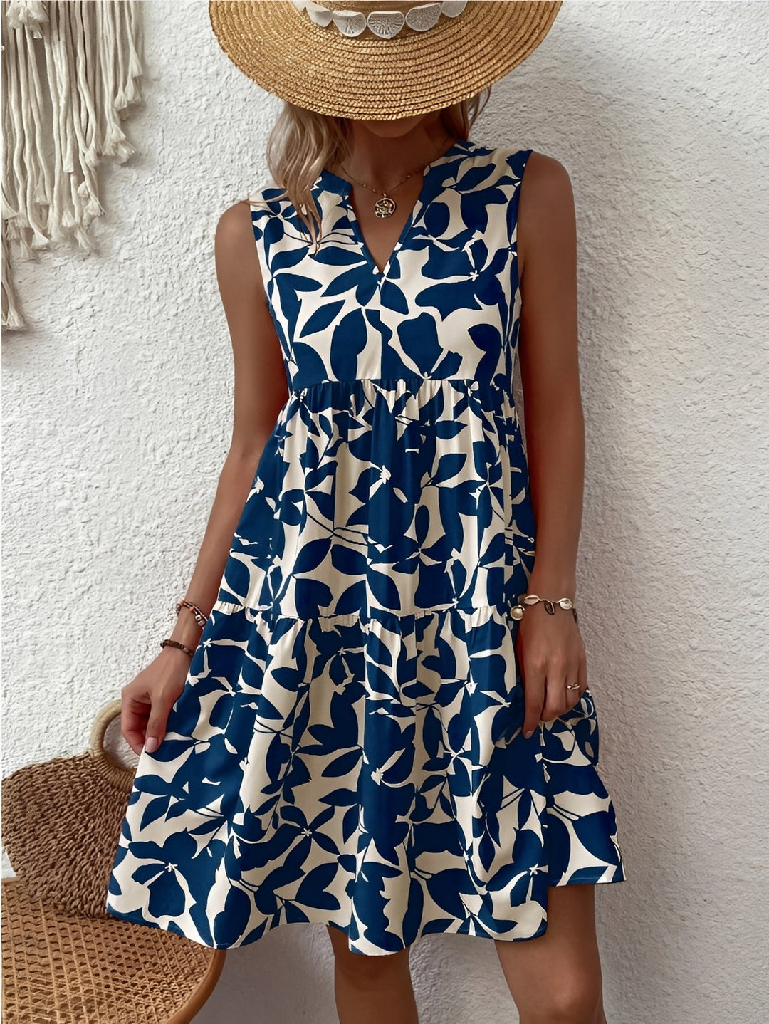Kasia | Sukienka Damska Z Dekoltem V W Print Casualowa