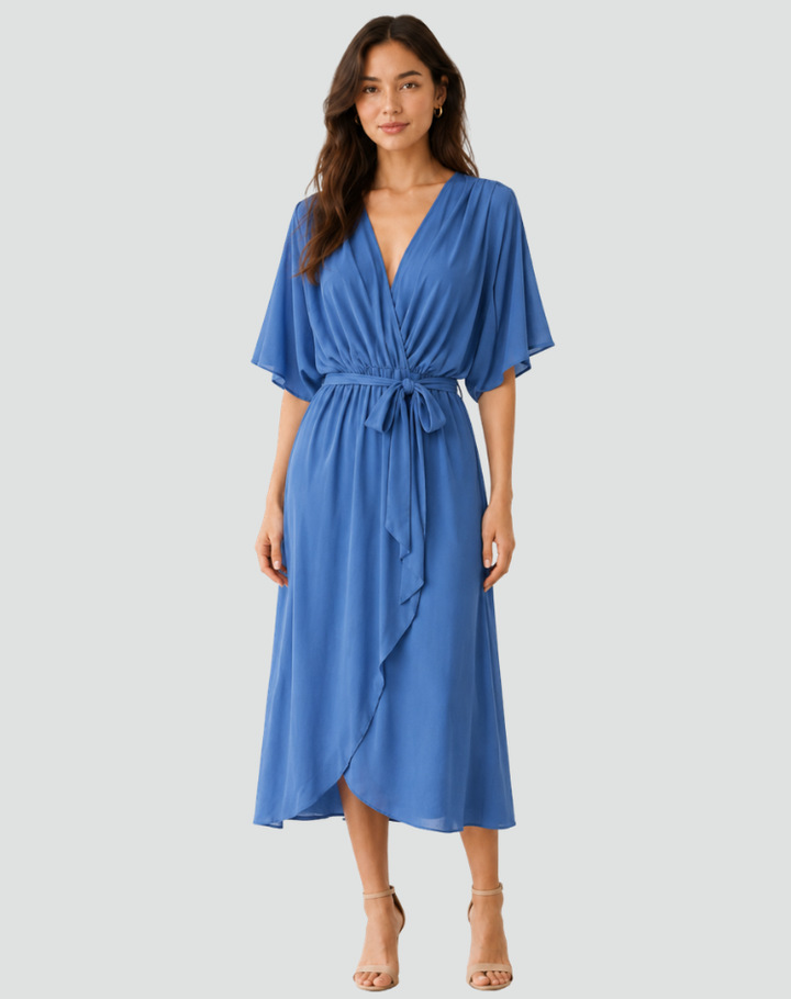 Zuzanna | Sukienka Na Wesele Midi Kopertowa
