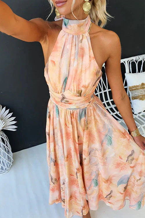 Lidia | Sukienka Maxi W Kwiaty Z Dekoltem Halter