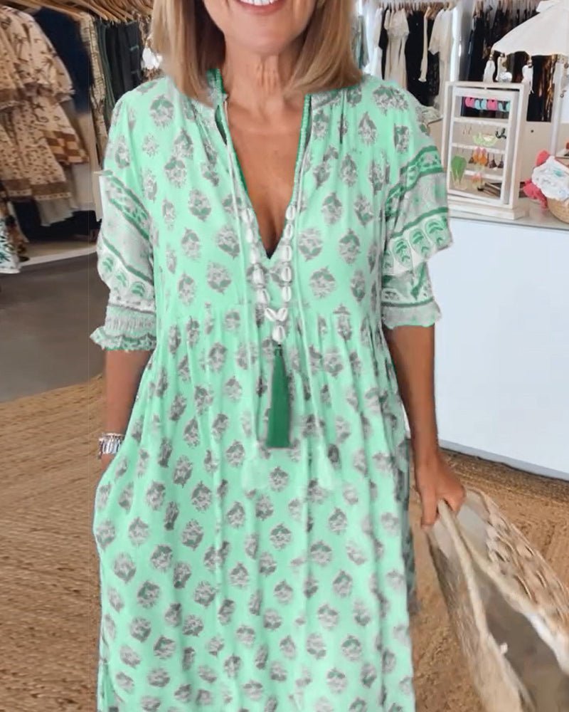 Maja | Sukienka Damska Kwiatowa V-Neck