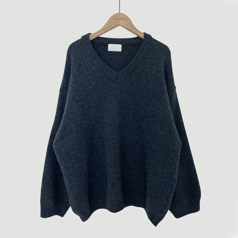 Ewa | Sweter Damski Z Dekoltem W Serek
