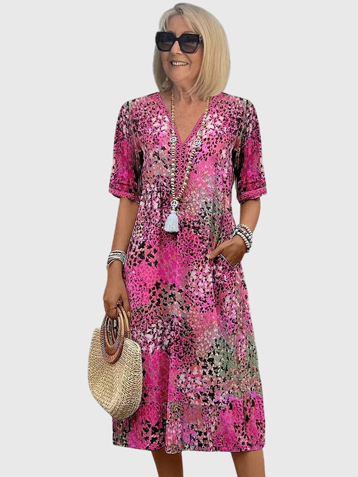 Maja | Sukienka Midi Damska W Kwiaty Elegancka Letnia