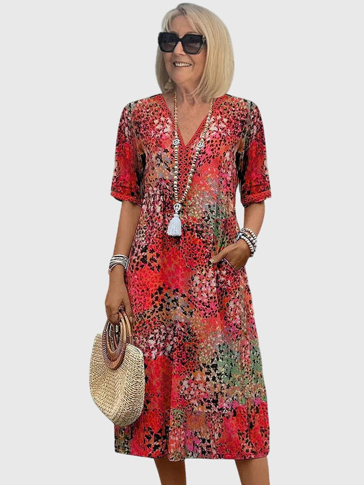 Maja | Sukienka Midi Damska W Kwiaty Elegancka Letnia