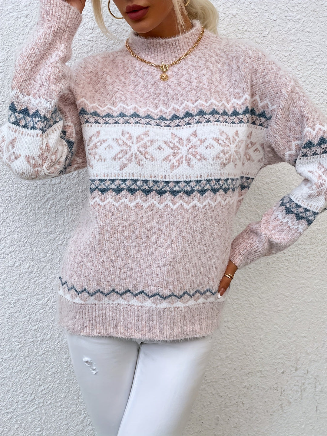 Katarzyna | Sweter Damski Świąteczny Z Płatkami Śniegu