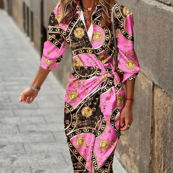 Karolina | Sukienka Midi Damska Kopertowa Casualowa Elegancka