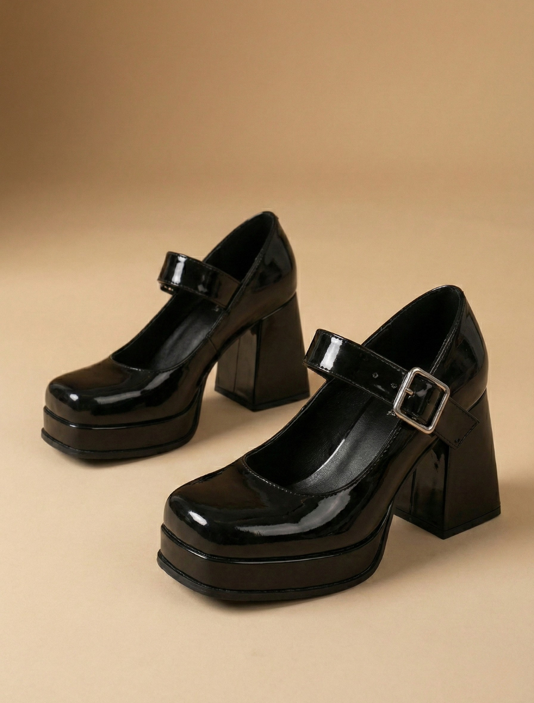 Marta | Buty Mary Jane Damskie Lakierowane Na Platformie Blokowy Obcas