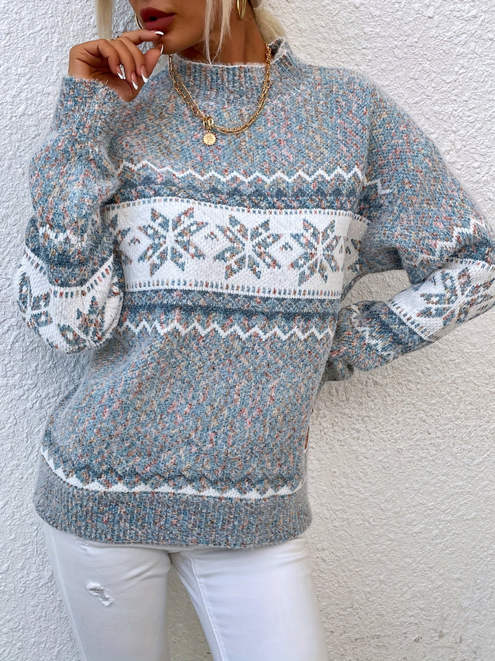 Katarzyna | Sweter Damski Świąteczny Z Płatkami Śniegu