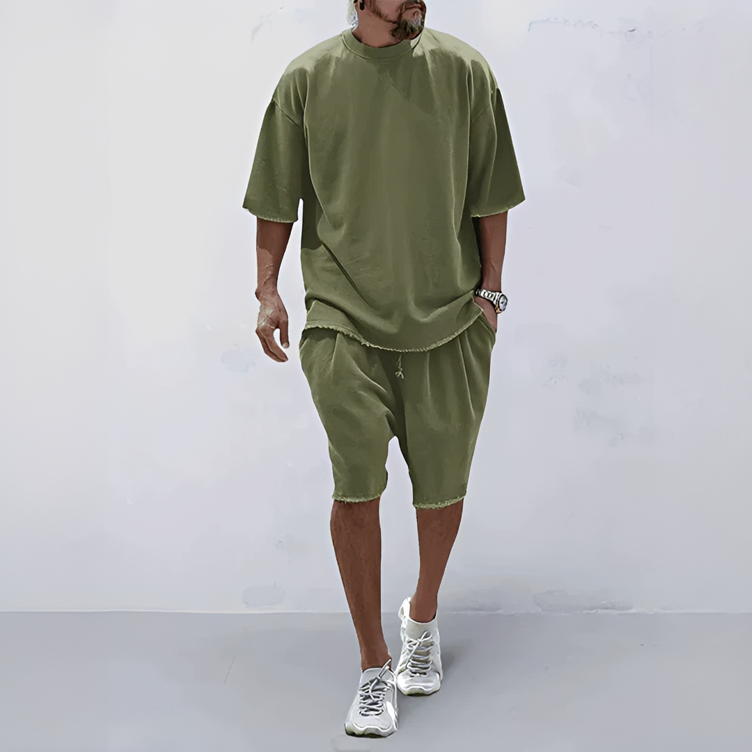 Marcin | Komplet Męski Letni Top Szorty Casualowy
