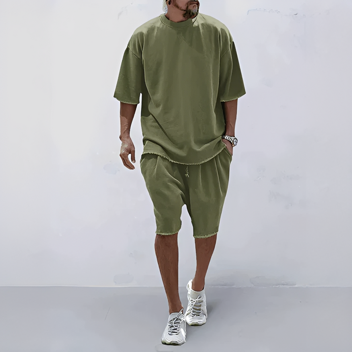 Marcin | Komplet Męski Letni Top Szorty Casualowy
