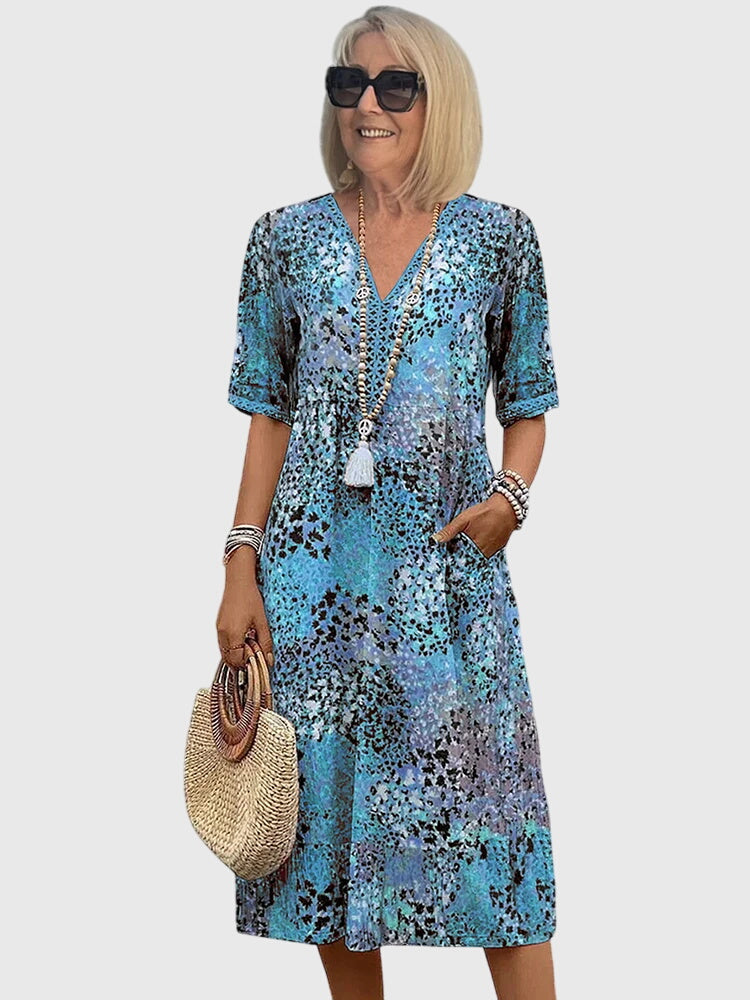 Maja | Sukienka Midi Damska W Kwiaty Elegancka Letnia