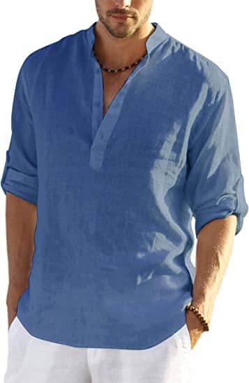 Tomasz | Lniana Koszula Męska Henley