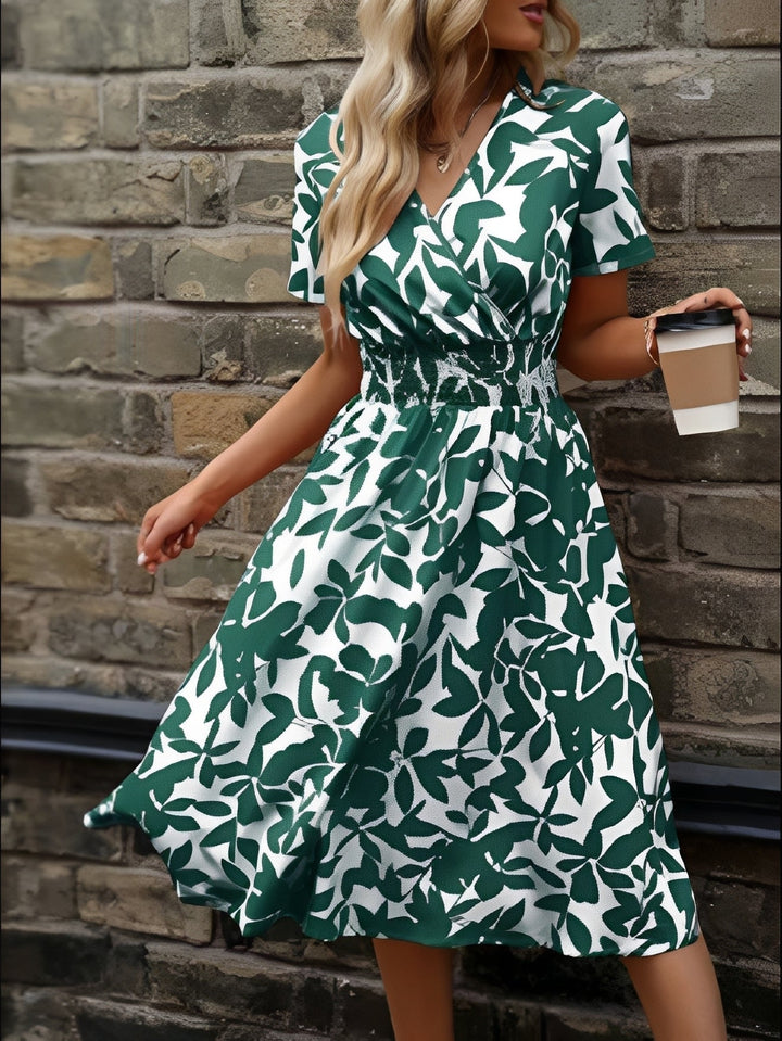 Kasia | Sukienka Damska Z Dekoltem V W Print Casualowa