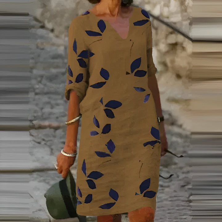 Monika | Sukienka Damska Mini Vintage Z Dekoltem V Krótki Rękaw Letnia