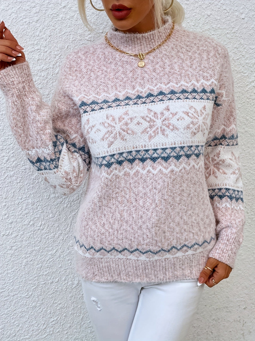 Katarzyna | Sweter Damski Świąteczny Z Płatkami Śniegu