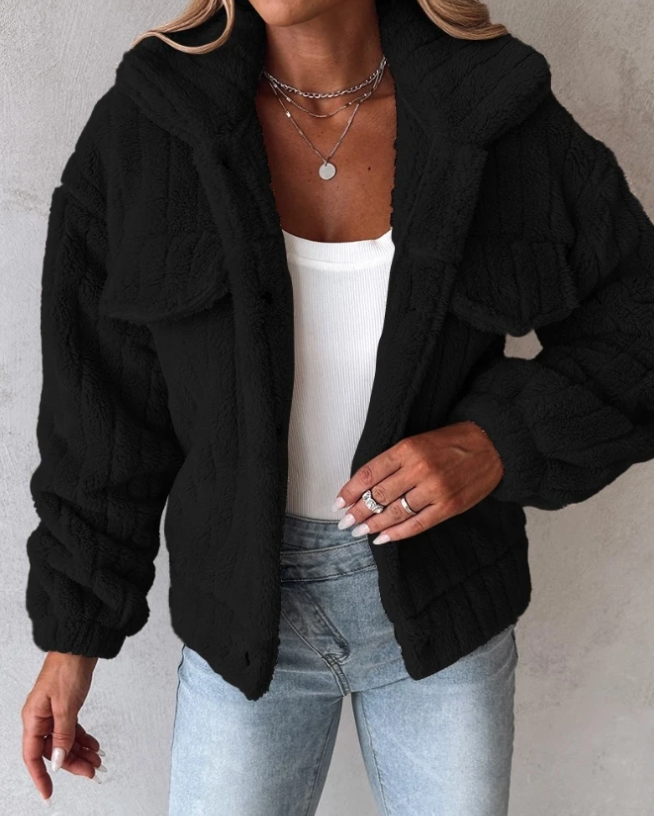 Joanna | Kurtka damska teddy oversize z kieszeniami