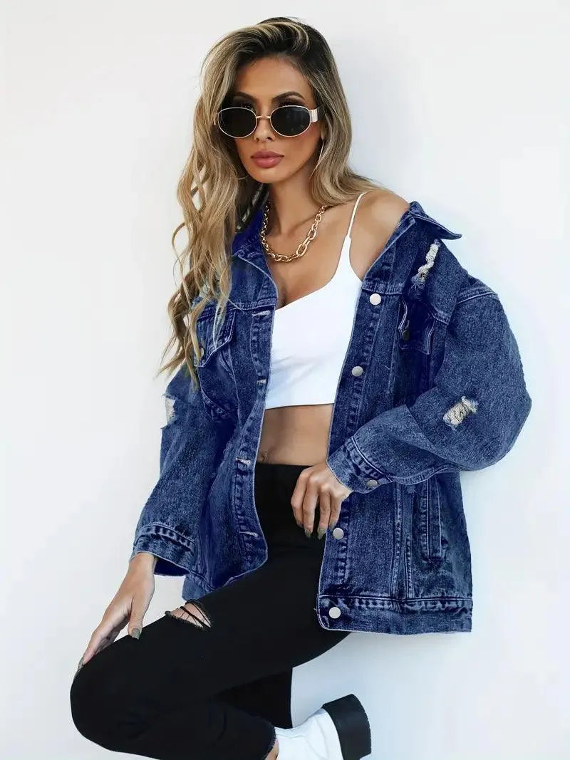 Dominika | Oversize Kurtka Jeansowa Vintage