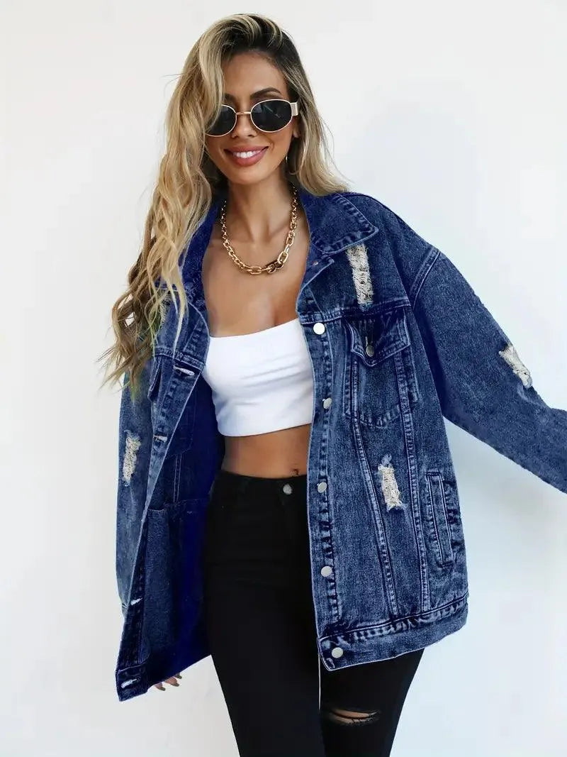Dominika | Oversize Kurtka Jeansowa Vintage