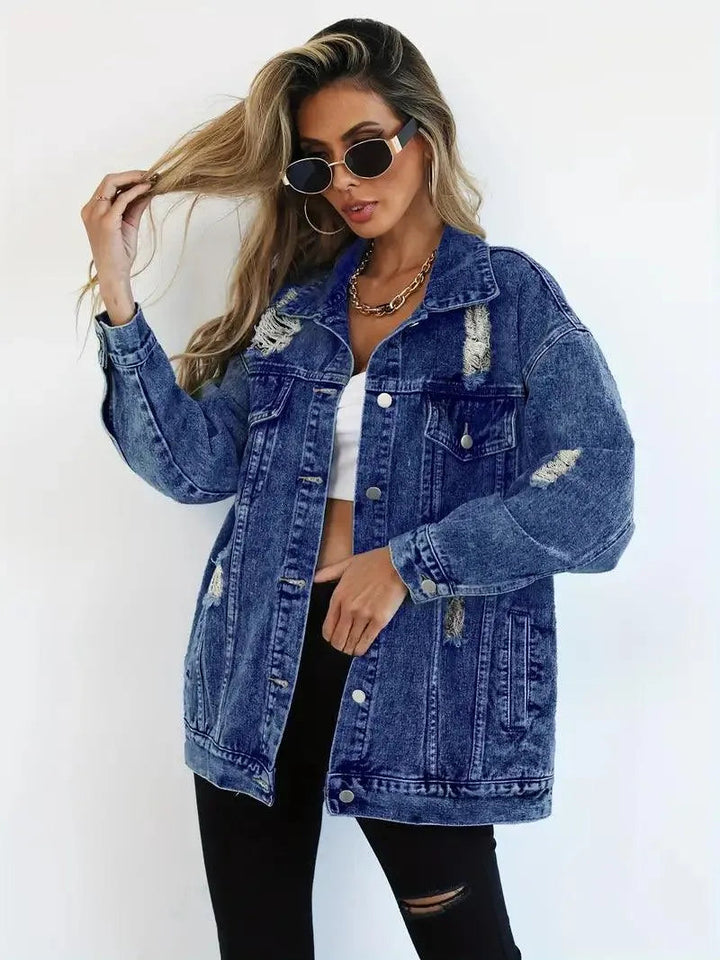 Dominika | Oversize Kurtka Jeansowa Vintage