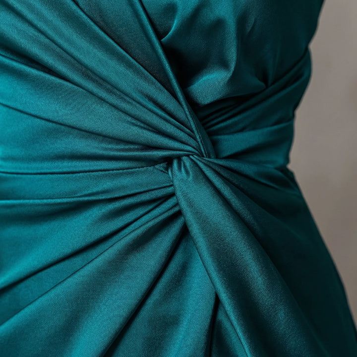 Olena | Satynowa Sukienka Maxi One Shoulder Twist