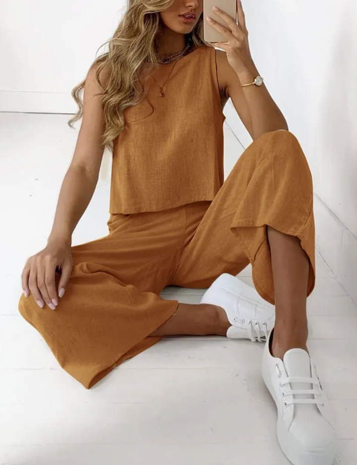 Maja | Komplet Damski Letni Top Spodnie Casualowy
