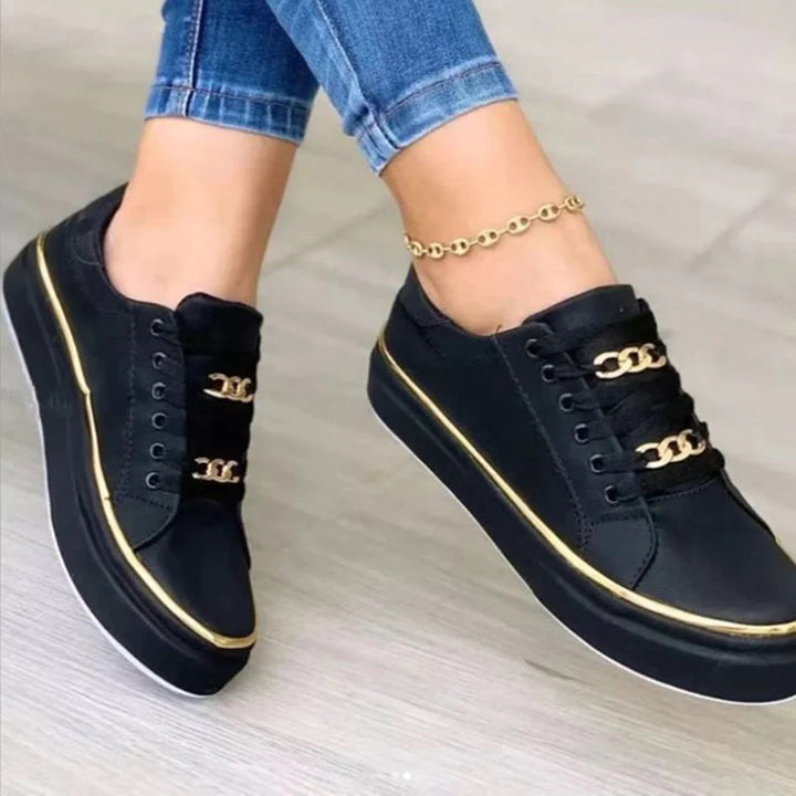 Natalia | Sneakersy Damskie ze Złotym Detalem