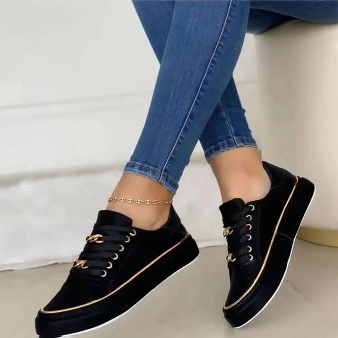 Natalia | Sneakersy Damskie ze Złotym Detalem