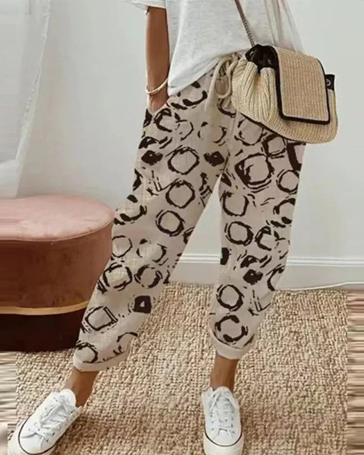 Natalia | Spodnie Damskie Lniane Z Elastycznym Pasem Casualowe Letnie
