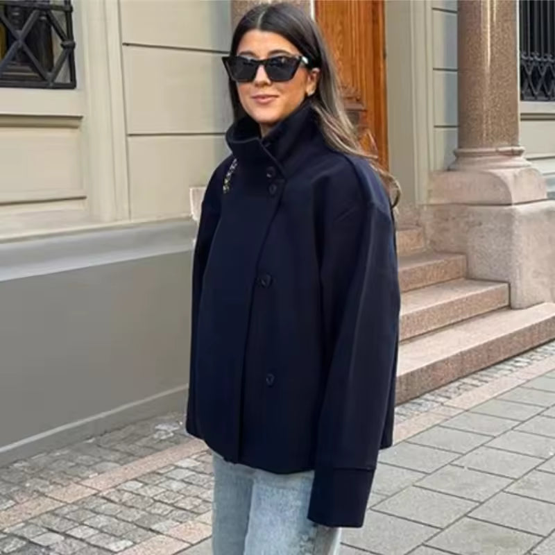 Agata | Płaszcz Damski Krótki Dwurzędowy