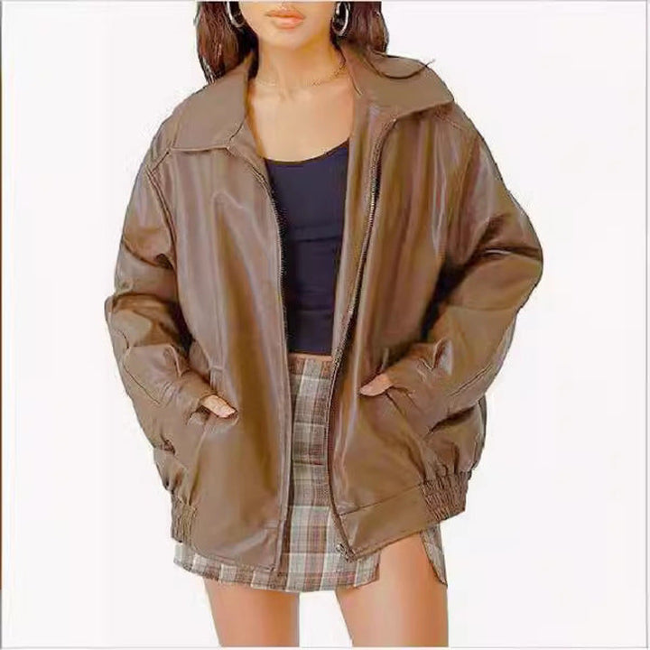 Teresa | Kurtka Bomber Damska Oversize z Ekoskóry